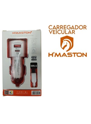 CARREGADOR VEICULAR H'MASTON 48W USB 3.0 TIPO C - USB/TIPO C S18-3