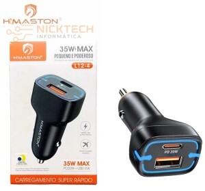 CARREGADOR VEICULAR L12-4 PD 25W FONTE+USB-C 15W (R#)