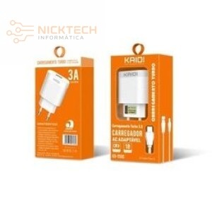 CARREGADOR TURBO KAIDI QC3.0 TIPO C KD-550C (R#)