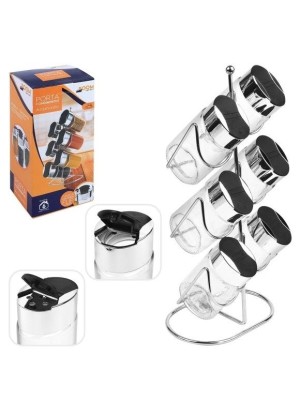 PORTA CONDIMENTO COM 6 PEÇAS + SUPORTE ARAMADO